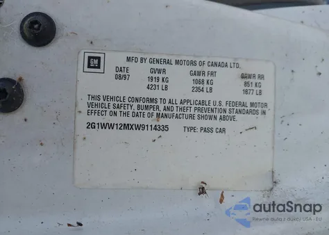 1998 Chevrolet Monte Carlo Ls from USA, damaged, VIN 2G1WW12MXW9114335